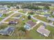 A high angle view showing a community with lush greenery and a house with a large screened pool at 7955 Sw 62Nd Ct, Ocala, FL 34476