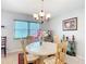Bright dining area with chandelier lighting and elegant table setting near a window at 7955 Sw 62Nd Ct, Ocala, FL 34476