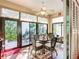 Charming sunroom filled with natural light, wicker furniture, and views of the landscaped backyard at 9346 Sw 73Rd St, Ocala, FL 34481