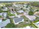 An aerial view of a neighborhood with well-maintained lawns, mature trees, sidewalks, and residential streets at 9886 Se 178Th Ln, Summerfield, FL 34491