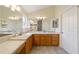 Spacious bathroom with double sinks, wood cabinets, and a large mirror at 17959 Se 89Th Natchez Ave, The Villages, FL 32162