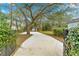 Wide driveway leading to detached garages surrounded by mature trees and foliage, offering ample parking space at 3621 Sw 52Nd Ter, Ocala, FL 34474