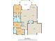 Detailed floor plan showcasing layout with primary bedroom, kitchen, living room, dining area, and outdoor screened porch at 4384 Pezzullo Cir, The Villages, FL 32163
