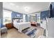 Bright bedroom with large window, window bench and blue accent wall at 5111 Nw 35Th Pl, Ocala, FL 34482