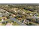 Aerial view showing the homes in the neighborhood and the nearby golf course and landscape at 8740 Se 140Th Place Rd, Summerfield, FL 34491