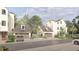 Street view of new construction townhomes showcasing varied facade designs and attached garages at 912 Se 6Th St, Ocala, FL 34471