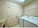 Well-equipped laundry room featuring a modern washer and dryer and convenient shelving at 15702 Sw 16Th Avenue Rd, Ocala, FL 34473