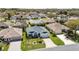 Aerial view of a charming neighborhood featuring lush landscaping and well-maintained homes at 1854 Oxford Lane, The Villages, FL 32162