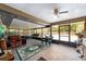 Relaxing sunroom featuring a hot tub, comfortable seating, and views of the backyard pool at 6136 Se 37Th Ter, Ocala, FL 34480