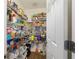 Walk-in pantry with wire shelving stocked with food and household items at 10400 Sw 50Th Ct, Ocala, FL 34476