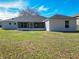 Rear exterior of house featuring a fenced lawn and screened patio at 4541 Se 30Th St, Ocala, FL 34480