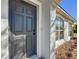 Home's front door with gray finish, modern hardware, and arched window to the side at 4541 Se 30Th St, Ocala, FL 34480