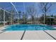 Inviting screened pool with chairs and umbrella surrounded by lush greenery, perfect for relaxation at 5037 Sw 109Th Loop, Ocala, FL 34476