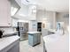 Kitchen with stainless steel appliances, center island, and light gray cabinetry at 5150 Se 47Th Court Rd, Ocala, FL 34480