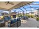 Spacious screened lanai with lounge furniture and dining set, perfect for outdoor living and entertaining at 8802 Sw 79Th Loop, Ocala, FL 34481