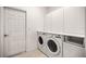 Clean laundry room features modern washer and dryer, ample storage, and a convenient folding area at 8802 Sw 79Th Loop, Ocala, FL 34481