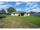 Spacious backyard featuring a large grassy area and a covered patio at 3010 Sw 137Th Pl, Ocala, FL 34473