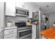 Modern kitchen with stainless steel appliances, granite counters, and white cabinets at 736 Ne 26 Ter, Ocala, FL 34470