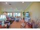 Bright living room with wood floors, leather couches, and expansive views of the backyard at 13968 Se 96Th Cir, Summerfield, FL 34491