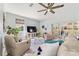Cozy living room with comfortable seating, large TV, and sliding glass doors to the lanai at 2380 Nw 55Th Avenue Rd, Ocala, FL 34482