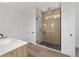 Modern bathroom featuring a glass-enclosed shower and modern finishes at 8850 Sw 125Th Ter, Dunnellon, FL 34432
