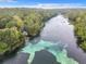 High angle view of a river flowing through a lush, green landscape at 8869 Sw 194Th Ct, Dunnellon, FL 34432