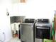 Laundry room with basin and modern stainless steel washer and dryer units at 13780 Sw 111Th Ave, Dunnellon, FL 34432