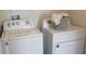 Bright laundry room features a white, modern washing machine and dryer set at 3282 Bertram Rd, Wildwood, FL 34785
