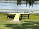 Picturesque wooden dock extends over the lake's edge, offering serene waterfront views at 390 Sw Shorewood Dr, Dunnellon, FL 34431