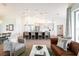 Open-concept living room flowing into a kitchen with an island and modern pendant lighting at 8214 Nw 17Th Cir, Ocala, FL 34475