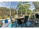 Enjoy the outdoors with dining area and seating for relaxing or entertaining in a screened in Lanai at 11828 Se 91St Cir, Summerfield, FL 34491