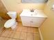 Bathroom featuring a modern vanity and toilet at 2146 Ne 10Th St, Ocala, FL 34470