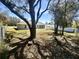 View of the backyard featuring mature trees and a chain-link fence at 416 Marion Oaks Crse, Ocala, FL 34473