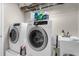 This laundry room features modern washer and dryer, utility sink, and wire shelving at 5781 Sw 39Th St, Ocala, FL 34474