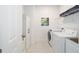 This bright laundry room offers modern washer and dryer units, plus storage at 8218 Sw 92Nd Cir, Ocala, FL 34481