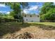 This backyard showcases a spacious area with mature trees, a raised deck, and a partially fenced perimeter at 341 Se 53Rd Ct, Ocala, FL 34480
