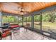 Relaxing screened-in patio with comfortable seating and a view of the backyard at 5118 Sw 197Th Ter, Dunnellon, FL 34431