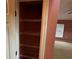 Deep storage closet with shelves for optimal organization in a pink room at 15115 Se 94Th Ct, Summerfield, FL 34491