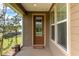 Charming front door view with a glass-paneled door, sidelight windows, and neutral siding at 4945 Nw 35Th Lane Rd, Ocala, FL 34482