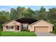 New construction home with a two-car garage, covered porch, and beautifully landscaped front yard at 6104 Sw 147Th Street Rd, Ocala, FL 34473