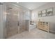 Bathroom with a walk-in shower, soaking tub, and neutral color palette at 6437 Sw 45Th Ave, Ocala, FL 34474