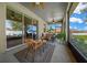 Relaxing screened patio featuring comfortable seating and a ceiling fan at 6437 Sw 45Th Ave, Ocala, FL 34474