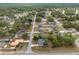 Aerial perspective captures a serene neighborhood with mature trees, grassy lawns, and cozy single-Gathering homes at 44 Pecan Run Dr, Ocala, FL 34472