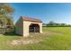 Outdoor storage shed with metal roof and open stall at 5363 Nw 153Rd Ct, Morriston, FL 32668