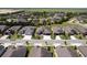 Aerial view of a neighborhood showcasing well-manicured lawns and modern homes, some with solar panels at 7855 Sw 97Th Cir, Ocala, FL 34481