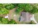 An aerial view of a single-Gathering home and treed lot with a detached garage at 8221 Sw 217 Ct, Dunnellon, FL 34431