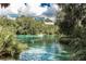 Waterfront view of clear turquoise water with boats, lush trees, and a sunny sky at 8221 Sw 217 Ct, Dunnellon, FL 34431