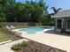 Backyard oasis including a pool, lounging area, and manicured landscaping at 1069 Se 57Th Ave, Ocala, FL 34480