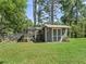 Well-maintained chicken coop with fenced enclosure on a lush green lawn at 13897 W Highway 328, Ocala, FL 34482