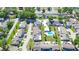 Community aerial view featuring meticulously maintained landscaping, a pool, and perfectly aligned residential properties at 1951 Se 37Th Court Cir, Ocala, FL 34471